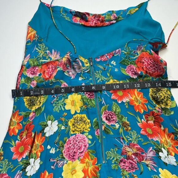 Alice + Olivia Dress Blue silk blend Floral High-low Cocktail velvet burnout 8 - Picture 12 of 16